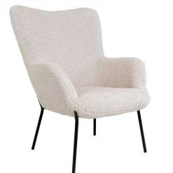 Sale Skandi Sessel aus Webplüsch in Weiß - Levisa Sessel