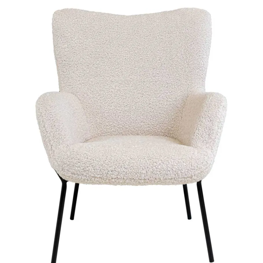 Sale Skandi Sessel aus Webplüsch in Weiß - Levisa Sessel