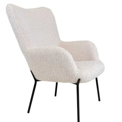 Sale Skandi Sessel aus Webplüsch in Weiß - Levisa Sessel