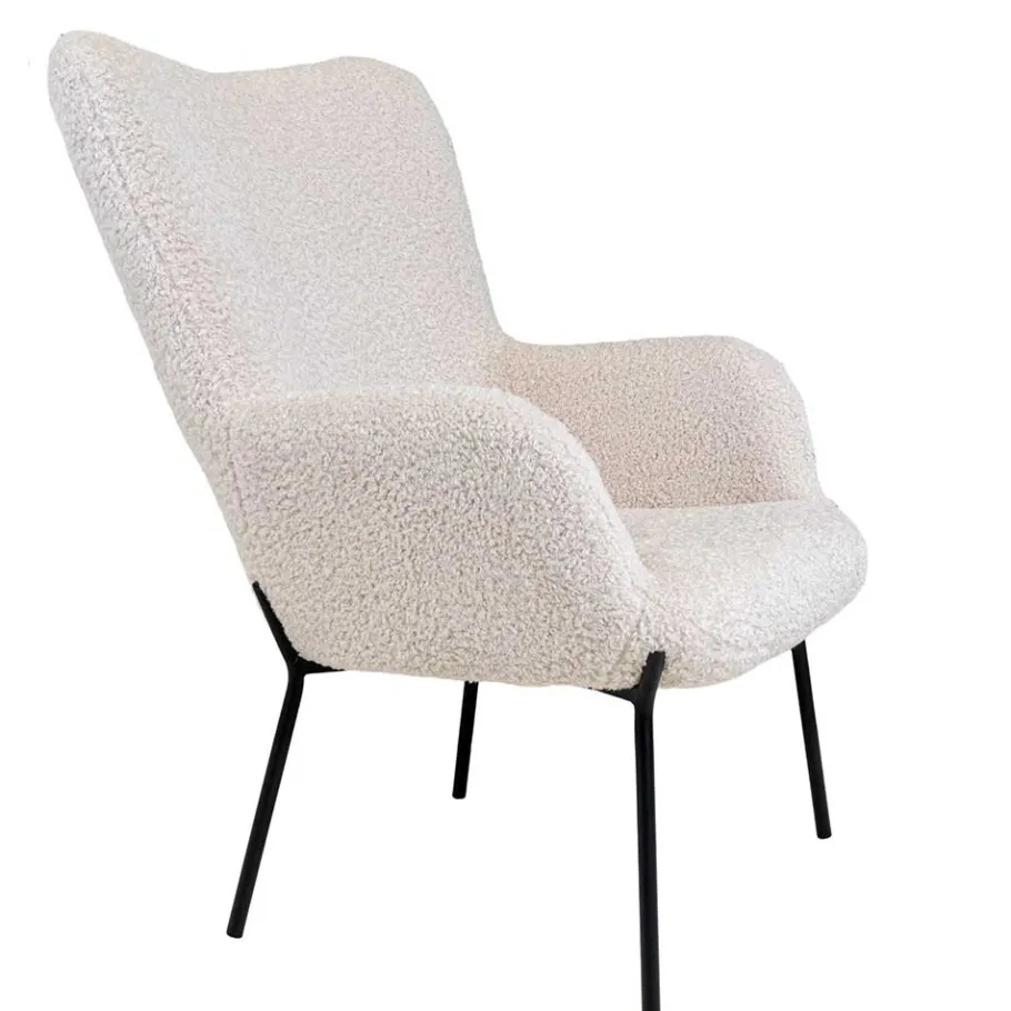 Sale Skandi Sessel aus Webplüsch in Weiß - Levisa Sessel