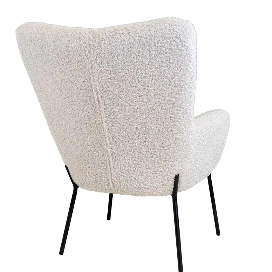 Sale Skandi Sessel aus Webplüsch in Weiß - Levisa Sessel