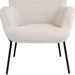 Sale Skandi Sessel aus Webplüsch in Weiß - Levisa Sessel