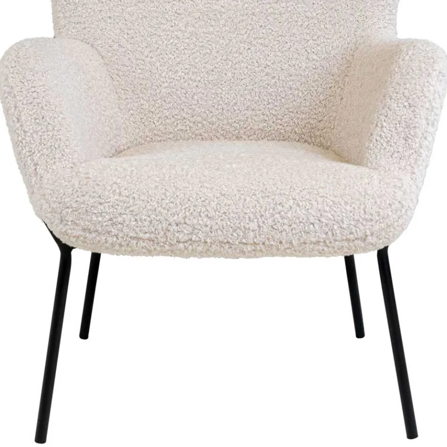 Sale Skandi Sessel aus Webplüsch in Weiß - Levisa Sessel