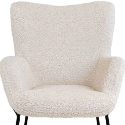 Sale Skandi Sessel aus Webplüsch in Weiß - Levisa Sessel