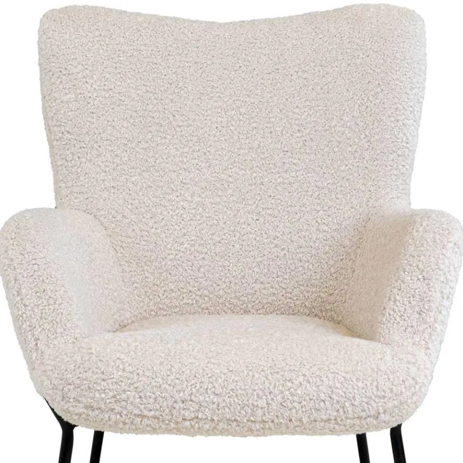 Sale Skandi Sessel aus Webplüsch in Weiß - Levisa Sessel