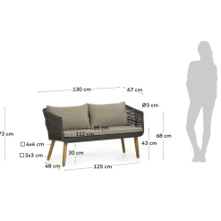 Sofa & Sessel aus Kordel-Geflecht - Lagoas (dreiteilig) Sitzgruppe