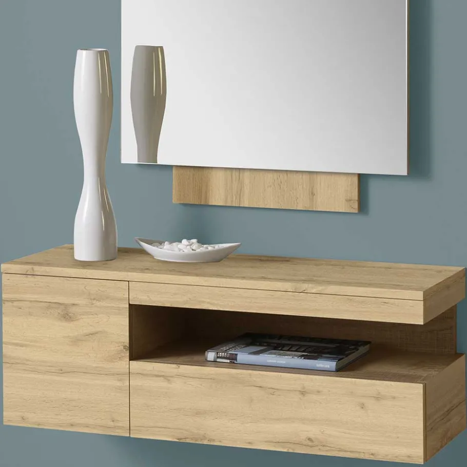 Spiegel & Hängekonsole in Wildeiche - Loriot (zweiteilig) Garderoben