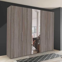 Discount Spiegel Kleiderschrank in Holz-Nachbildung - Crenba Kleiderschränke|Schränke