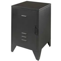 Spind Optik Nachtschrank in Schwarz - Estebal Kommoden