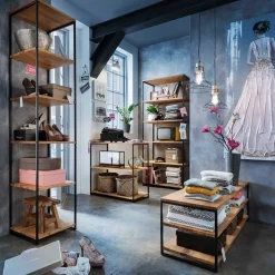 Sale Stahl Regal mit 6 Wildeiche Böden - Sluganov Regale