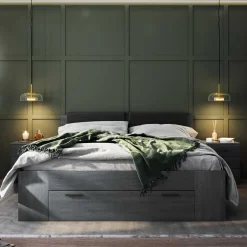 Stauraum Doppelbett in Eiche Grau - Carika Betten