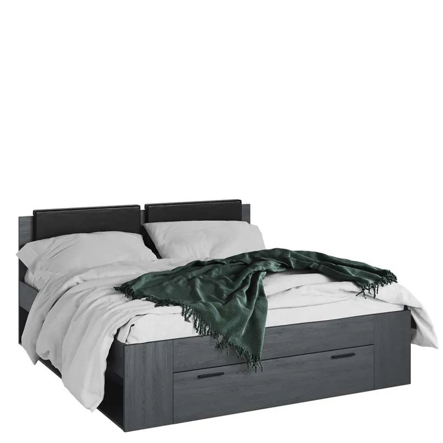 Stauraum Doppelbett in Eiche Grau - Carika Betten