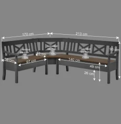 Sale Stauraum Eckbank Jytte in Grau mit Braun Sitzbank