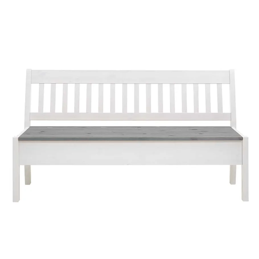 Online Stauraum Holzbank in Weiß & Grau - Ovidos Sitzbank