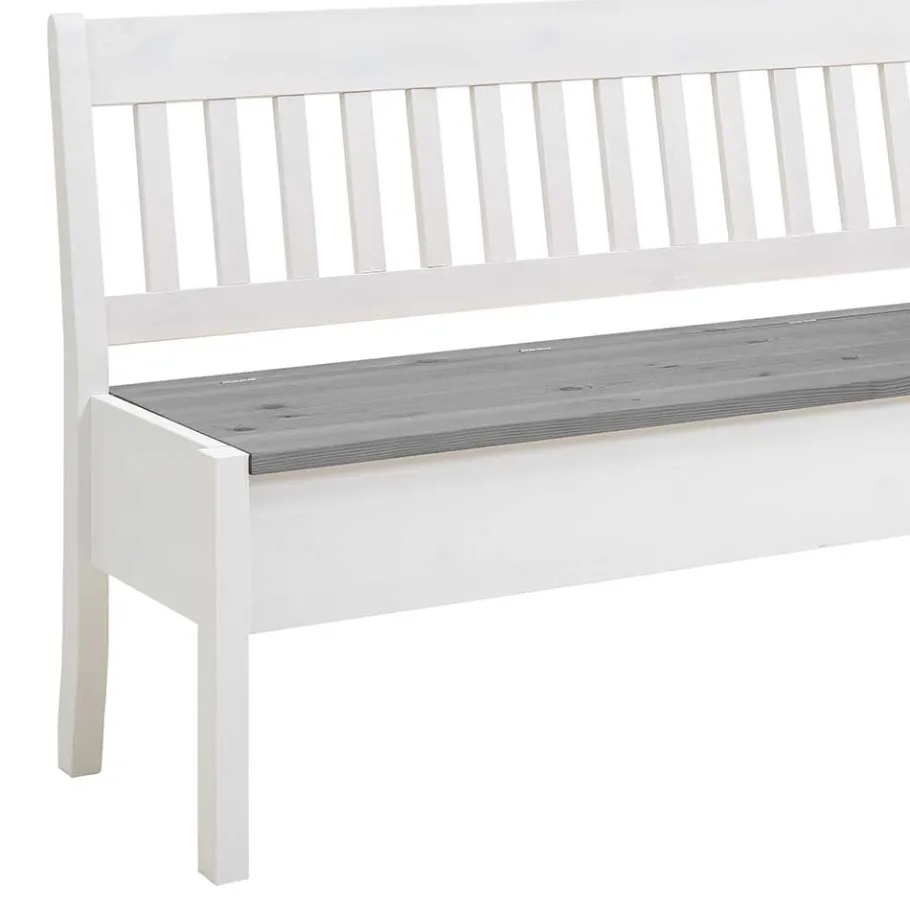 Online Stauraum Holzbank in Weiß & Grau - Ovidos Sitzbank