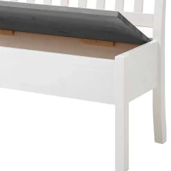 Online Stauraum Holzbank in Weiß & Grau - Ovidos Sitzbank
