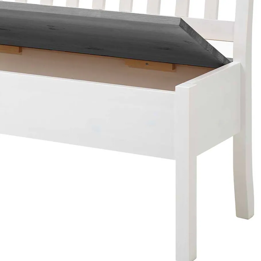 Online Stauraum Holzbank in Weiß & Grau - Ovidos Sitzbank