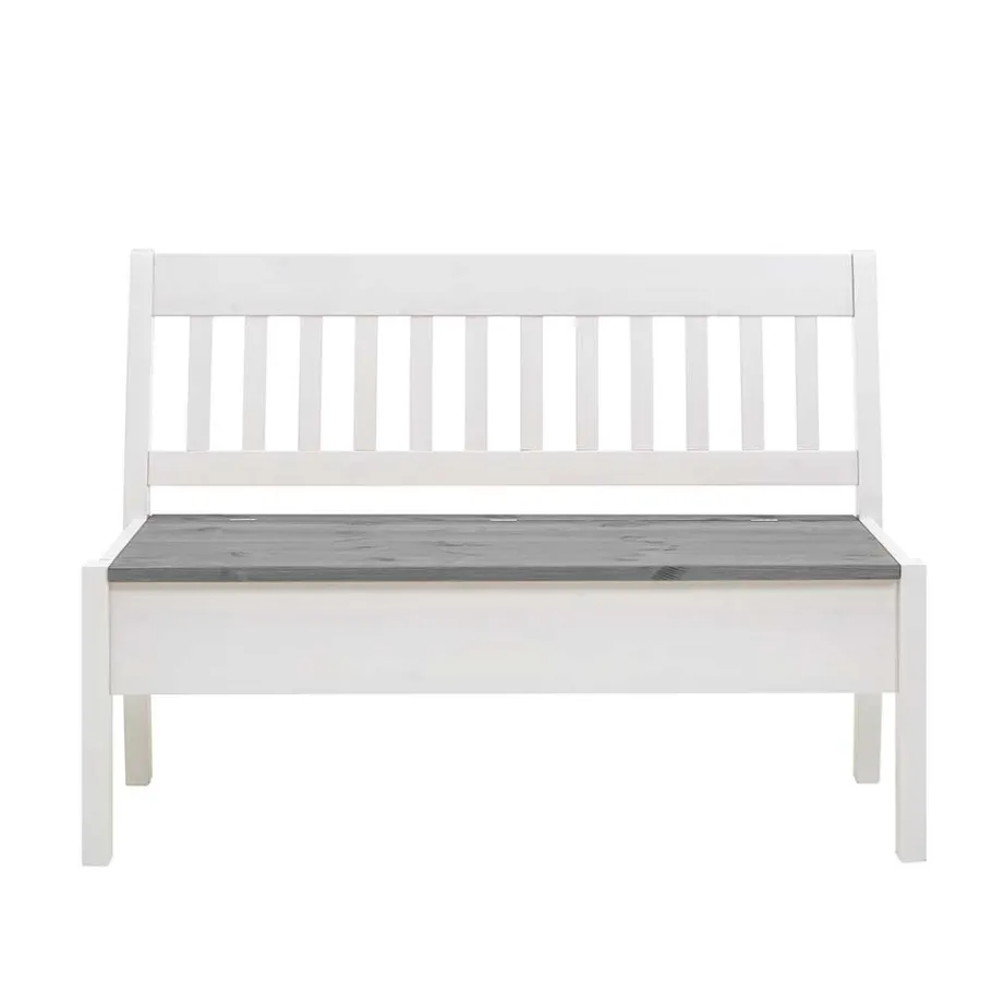 Online Stauraum Holzbank in Weiß & Grau - Ovidos Sitzbank