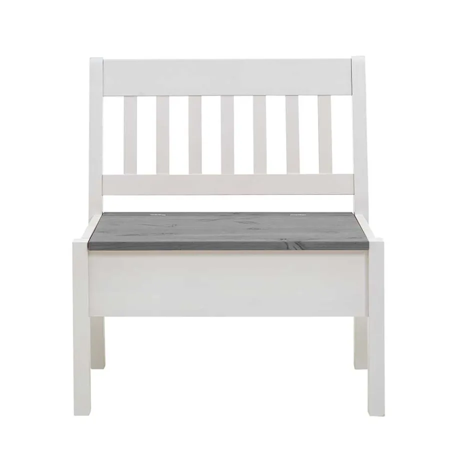 Online Stauraum Holzbank in Weiß & Grau - Ovidos Sitzbank