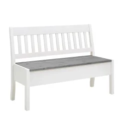 Online Stauraum Holzbank in Weiß & Grau - Ovidos Sitzbank