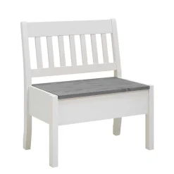 Online Stauraum Holzbank in Weiß & Grau - Ovidos Sitzbank