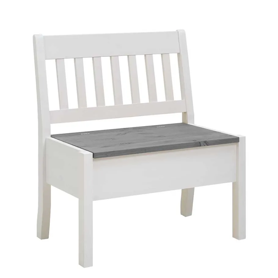 Online Stauraum Holzbank in Weiß & Grau - Ovidos Sitzbank