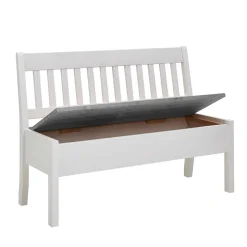 Online Stauraum Holzbank in Weiß & Grau - Ovidos Sitzbank