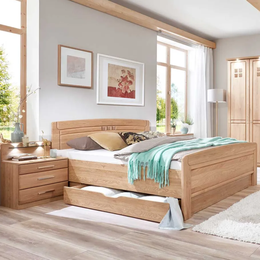 Sale Stauraumbett Anlage aus Eiche - Sendician (dreiteilig) Betten
