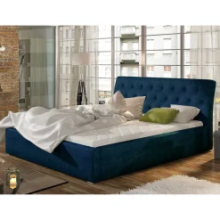 Best Stauraumbett aus Velours Dunkelblau - Dorisa Betten