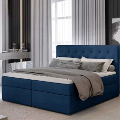 Best Stauraumbett in Dunkelblau Samtbezug - Sipano Betten