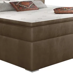 Best Stauraum-Polsterbett in Hellbraun Samt - Iceline Betten