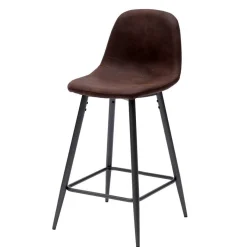 Stilvoller Barhocker mit Schalensitz Creditana Kunstleder Vintage Braun (2er Set) Hocker