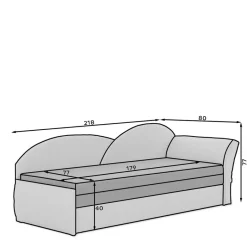 Stoff Recamiere in Dunkelgrau und Messinggelb - Clemeta Betten|Sofas