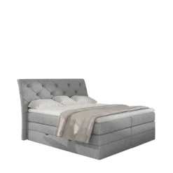 Sale Stoff-Boxspringbett in Hellgrau - Helmu Betten