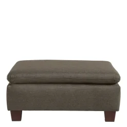 Best Stoffhocker in Beigegrau und Nussbaum - Abecra Hocker