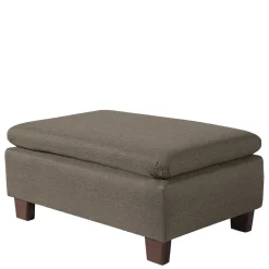 Best Stoffhocker in Beigegrau und Nussbaum - Abecra Hocker