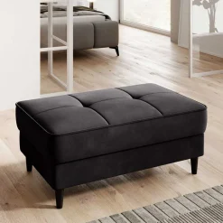 Stoffhocker mit Truhe in Schwarzgrau - Malchas Hocker