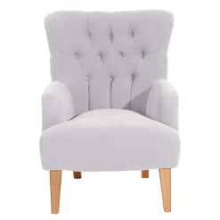 Best Stoffsessel aus Velours in Silbergrau - Jennva Sessel