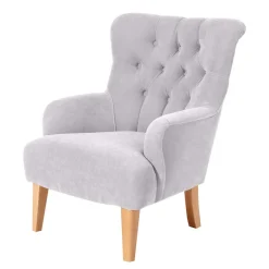 Best Stoffsessel aus Velours in Silbergrau - Jennva Sessel