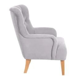 Best Stoffsessel aus Velours in Silbergrau - Jennva Sessel