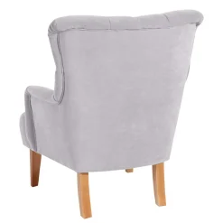 Best Stoffsessel aus Velours in Silbergrau - Jennva Sessel