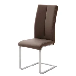 Outlet Swingstuhl in Braun Kunstleder Lemgo mit Edelstahlgestell (4er Set) Sessel