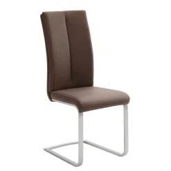 Outlet Swingstuhl in Braun Kunstleder Lemgo mit Edelstahlgestell (4er Set) Sessel