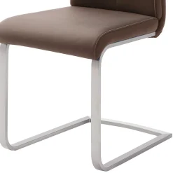 Outlet Swingstuhl in Braun Kunstleder Lemgo mit Edelstahlgestell (4er Set) Sessel