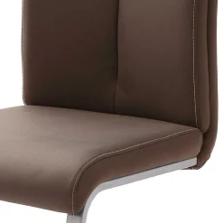 Outlet Swingstuhl in Braun Kunstleder Lemgo mit Edelstahlgestell (4er Set) Sessel