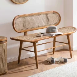 Sale Teak Wohnraum Bank mit Wiener Geflecht - Feliana Sitzbank