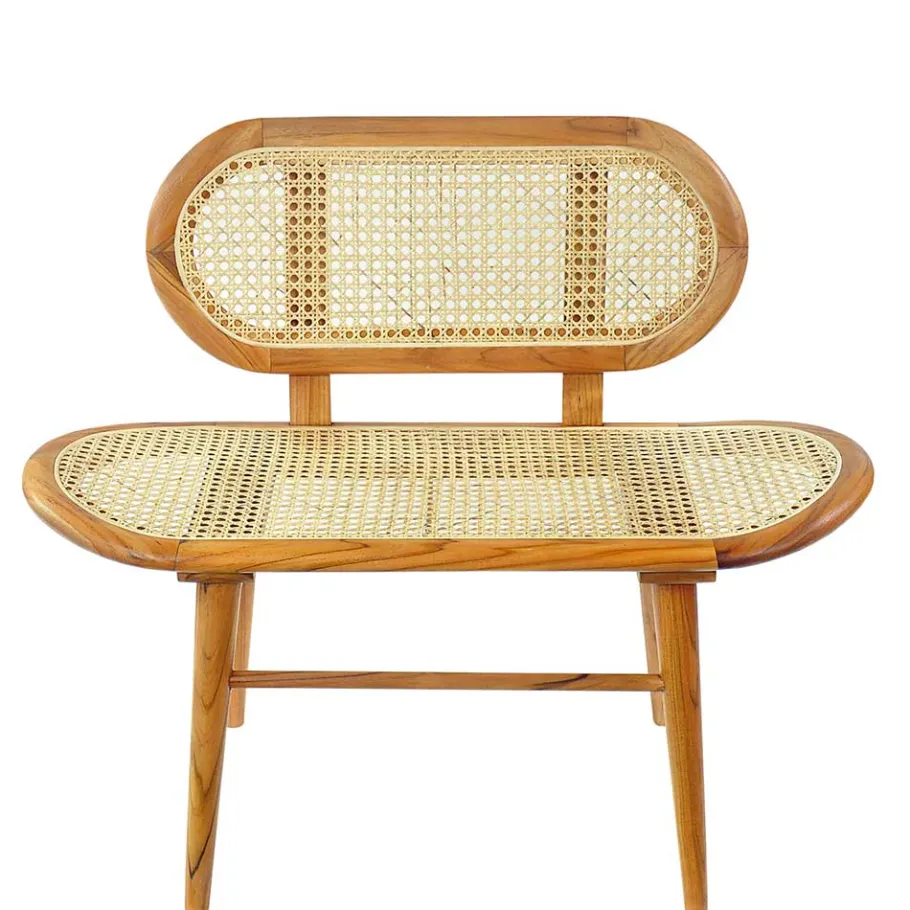 Sale Teak Wohnraum Bank mit Wiener Geflecht - Feliana Sitzbank