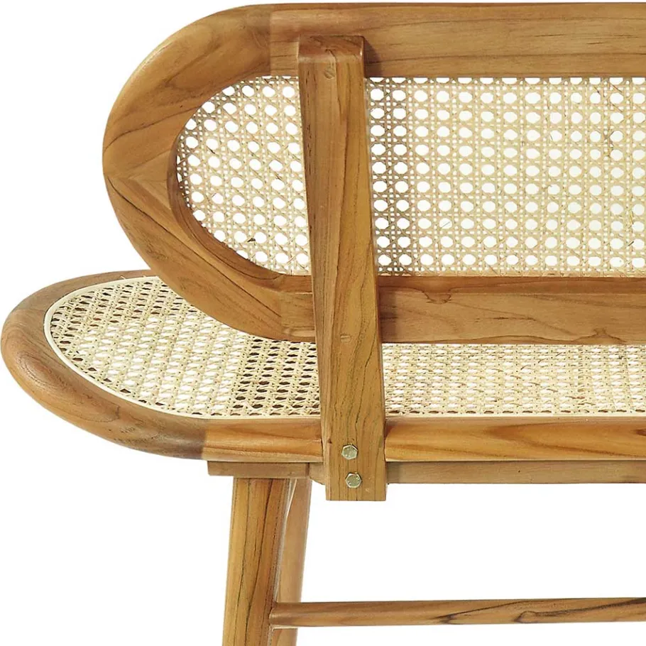 Sale Teak Wohnraum Bank mit Wiener Geflecht - Feliana Sitzbank