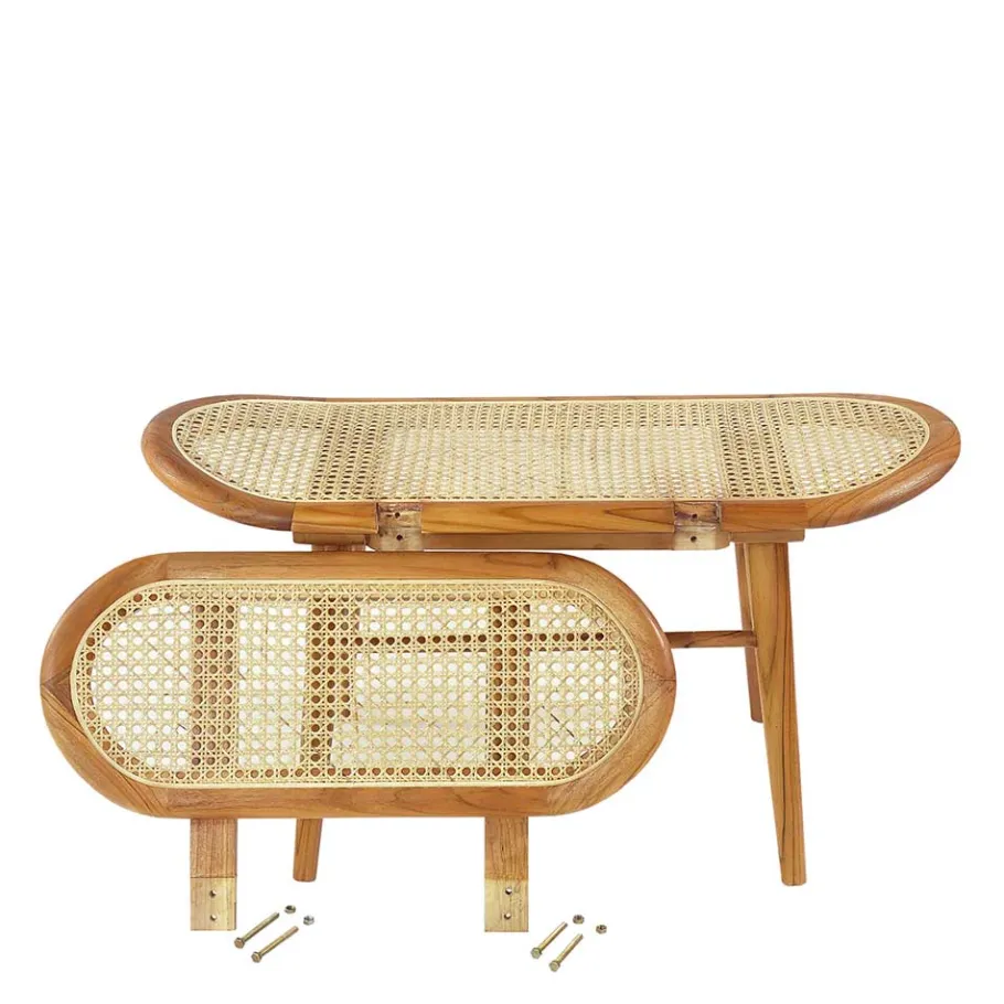 Sale Teak Wohnraum Bank mit Wiener Geflecht - Feliana Sitzbank