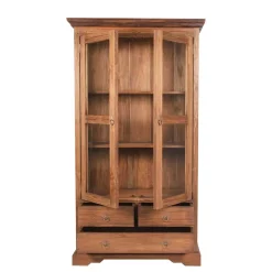Teakholz Vitrinenschrank Mangato im Landhausstil Schränke